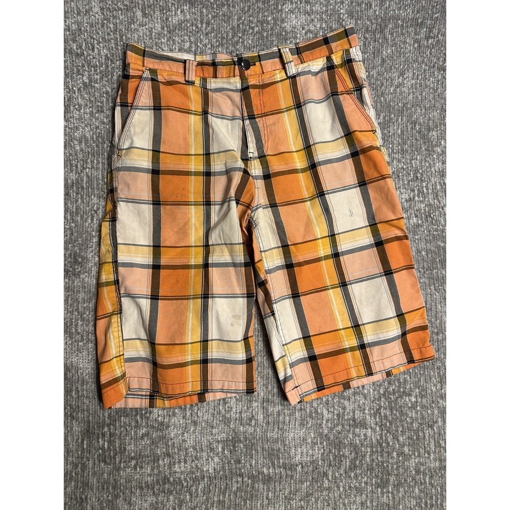 Vintage Southpole Plaid Shorts Mens 36 Orange Y2K Hip Hop Skater Streetwear Bagg